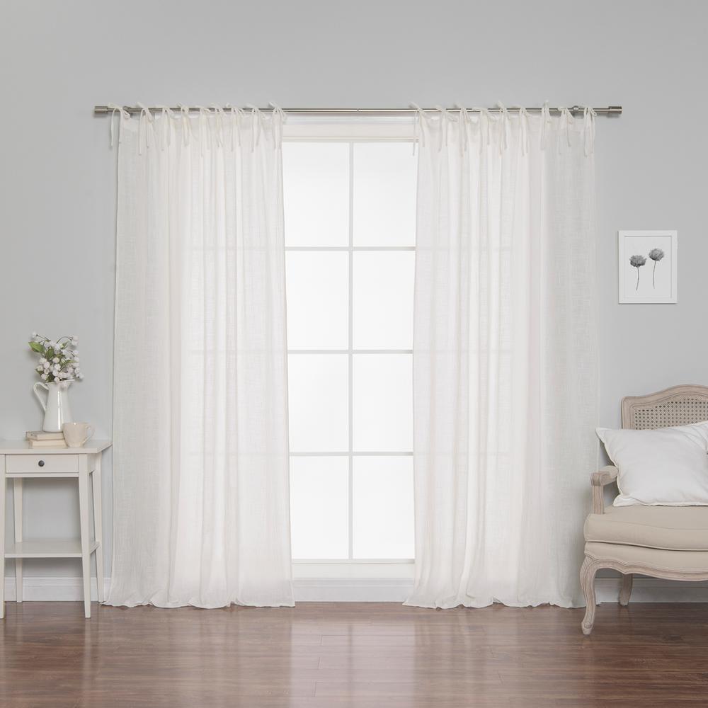 Best Home Fashion 84 in. L Cotton Gauze Curtains in White (2-Pack)-YG ...