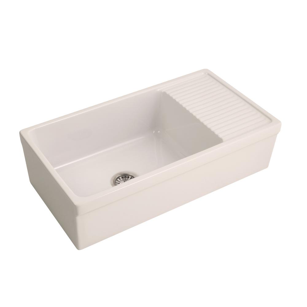 Barclay Products Inez Farmhouse Apron Front Fireclay 36 In Single Bowl Kitchen Sink In Bisque Fssdr1008 Bq The Home Depot,How To Cook A Prime Rib Steak In The Oven