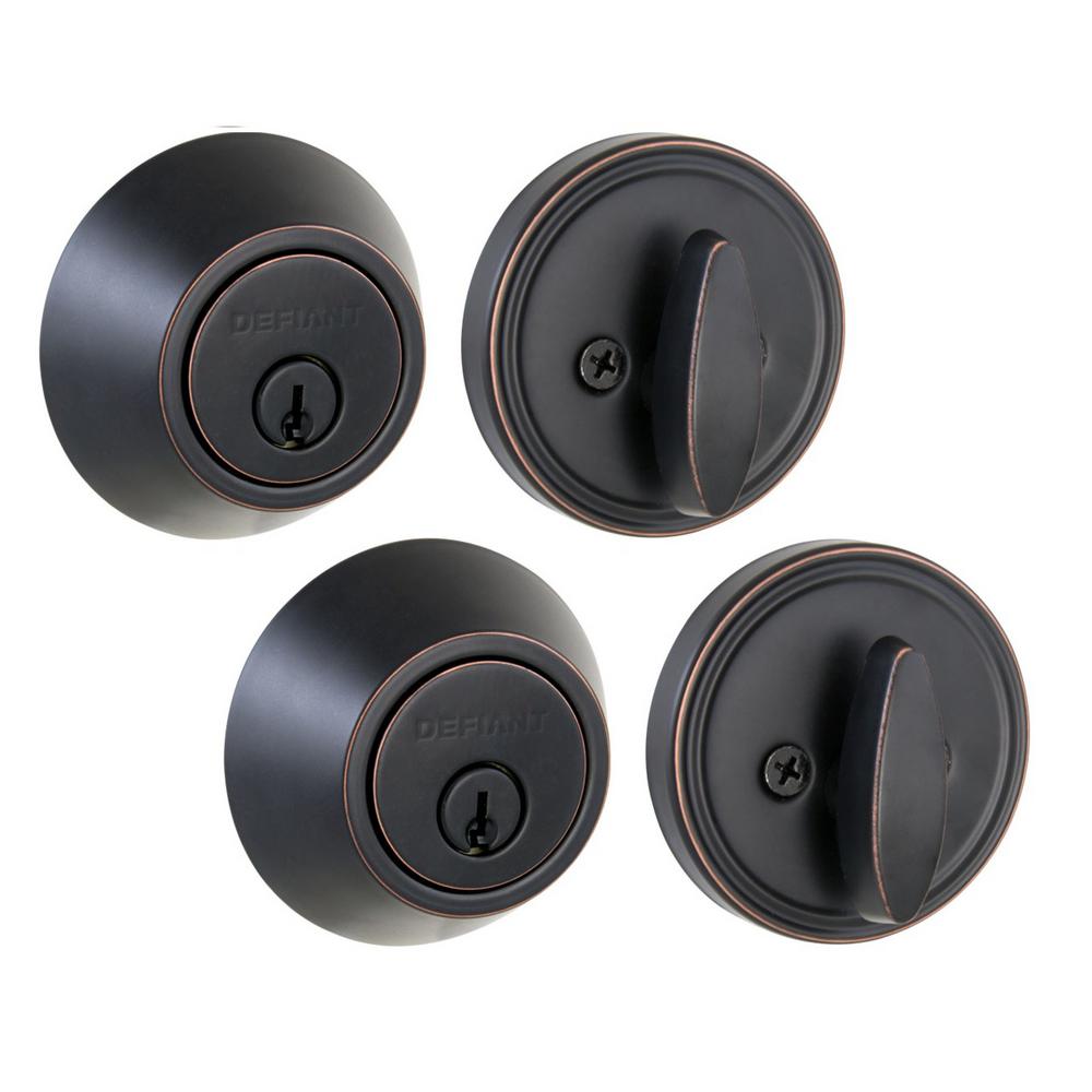 Defiant Aged Bronze Single Cylinder Deadbolt (2Pack)32DLX71D2 The
