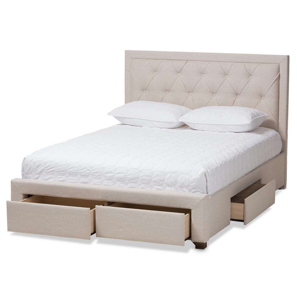 HomeSullivan Lincoln Park Button Tufted Beige King Standard Bed