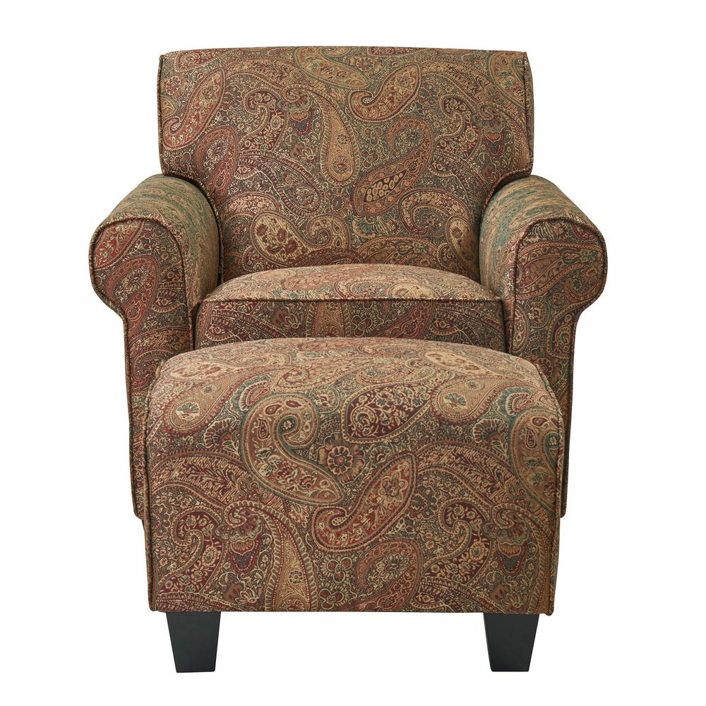 Handy Living Winnetka Arm Chair and Ottoman in Paisley-WTK1-CU-PGP46