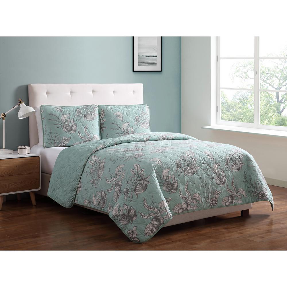 Morgan Home Mhf Home Simone Seashell Seafoam King Quilt Set