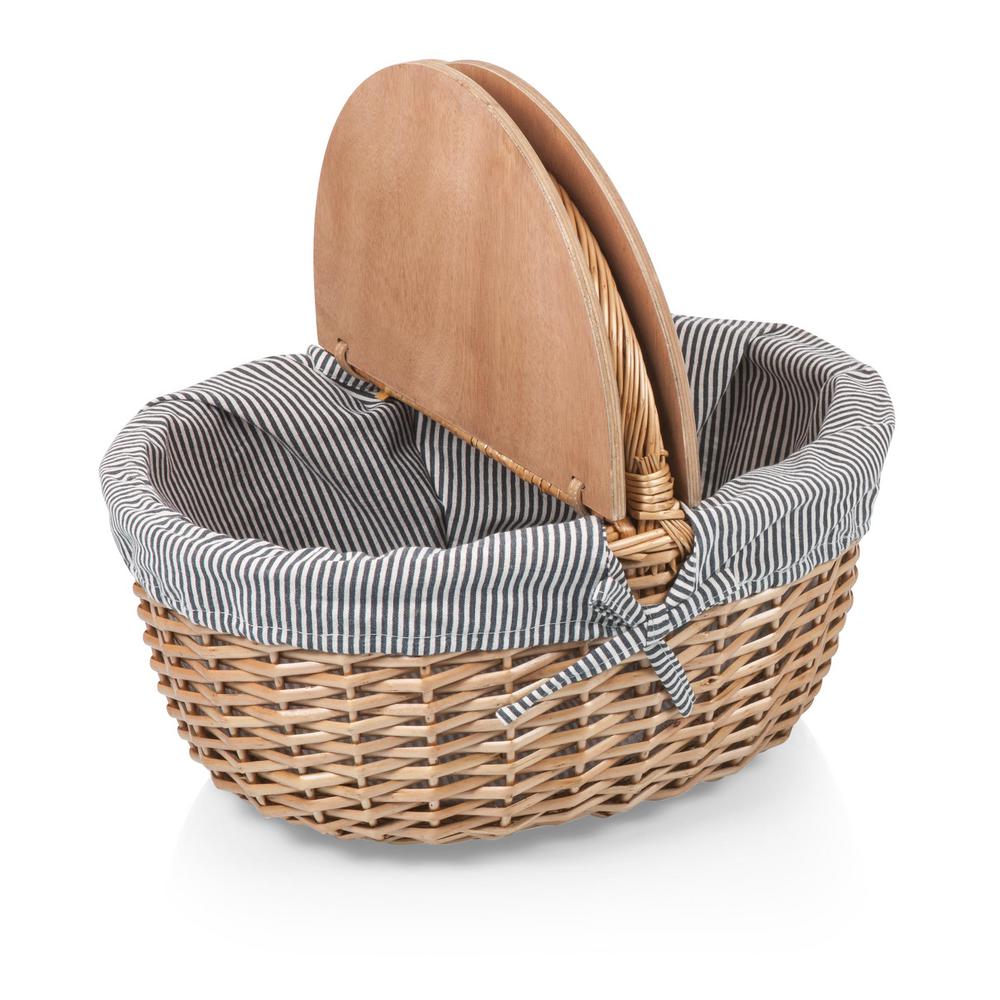 Picnic Time Country Blue Wood Picnic Basket