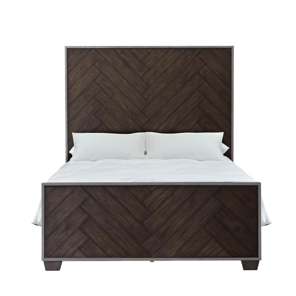 Modern Farmhouse Metal Frame Dark Oak Queen Bed D192 Br K1 The Modern Farmhouse Metal Frame Dark Oak Queen Bed