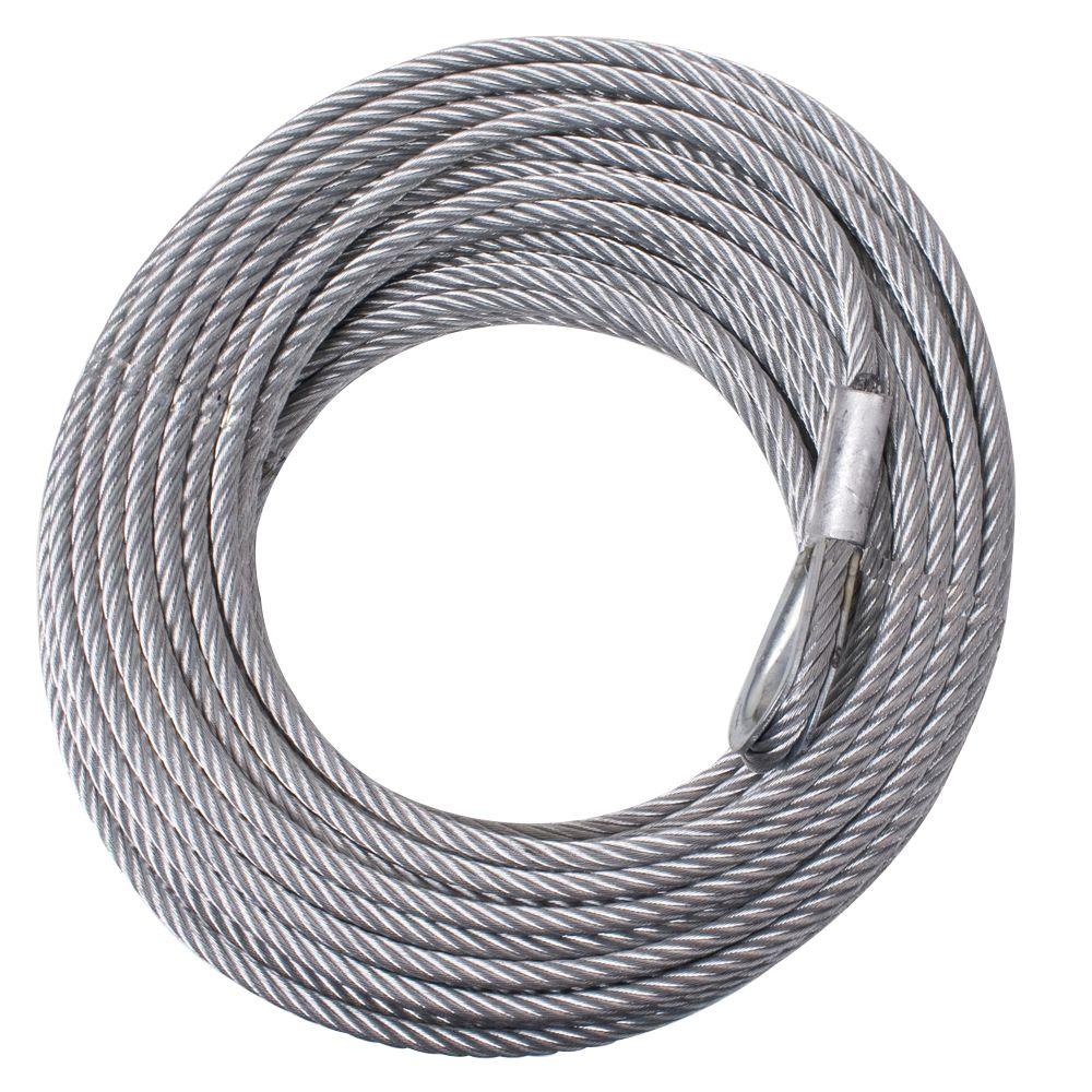 5//16/" x 50 ft Galvanized Wire Rope Winch Cable with Button