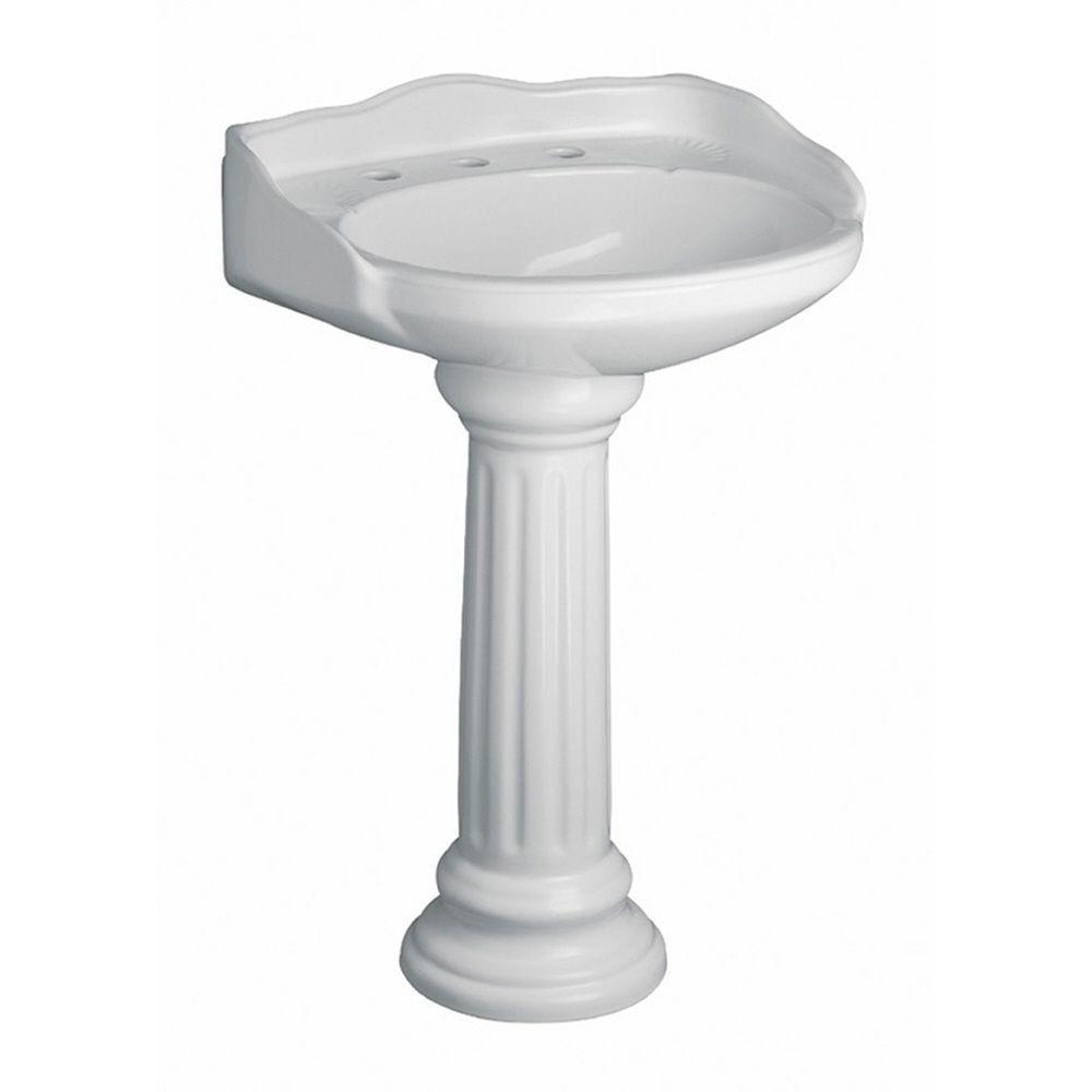 Pegasus Vicki 22 in. Pedestal Combo Bathroom Sink in White3654WH