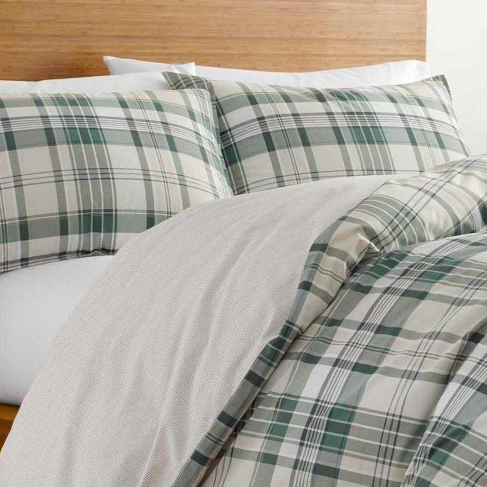 Eddie Bauer 2 Piece Timbers Plaid Green Twin Duvet Cover Set