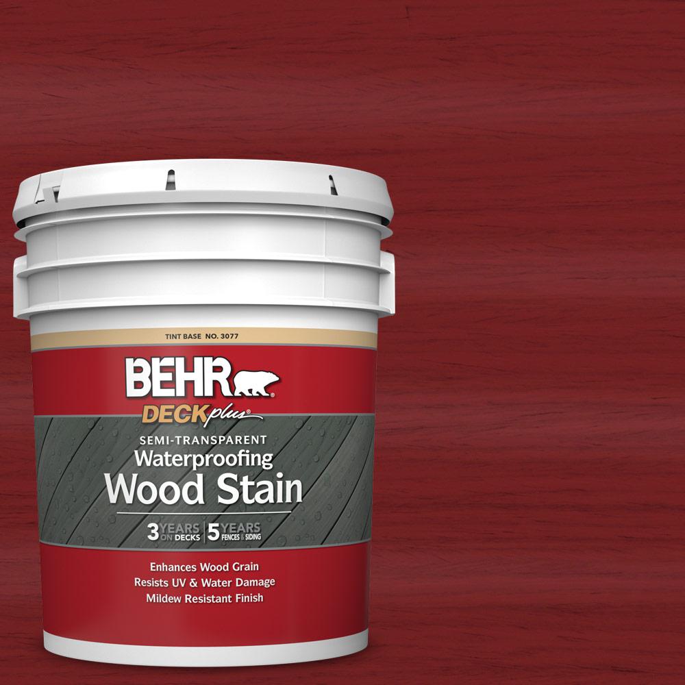 BEHR DECKplus 5 gal. ST112 Barn Red SemiTransparent