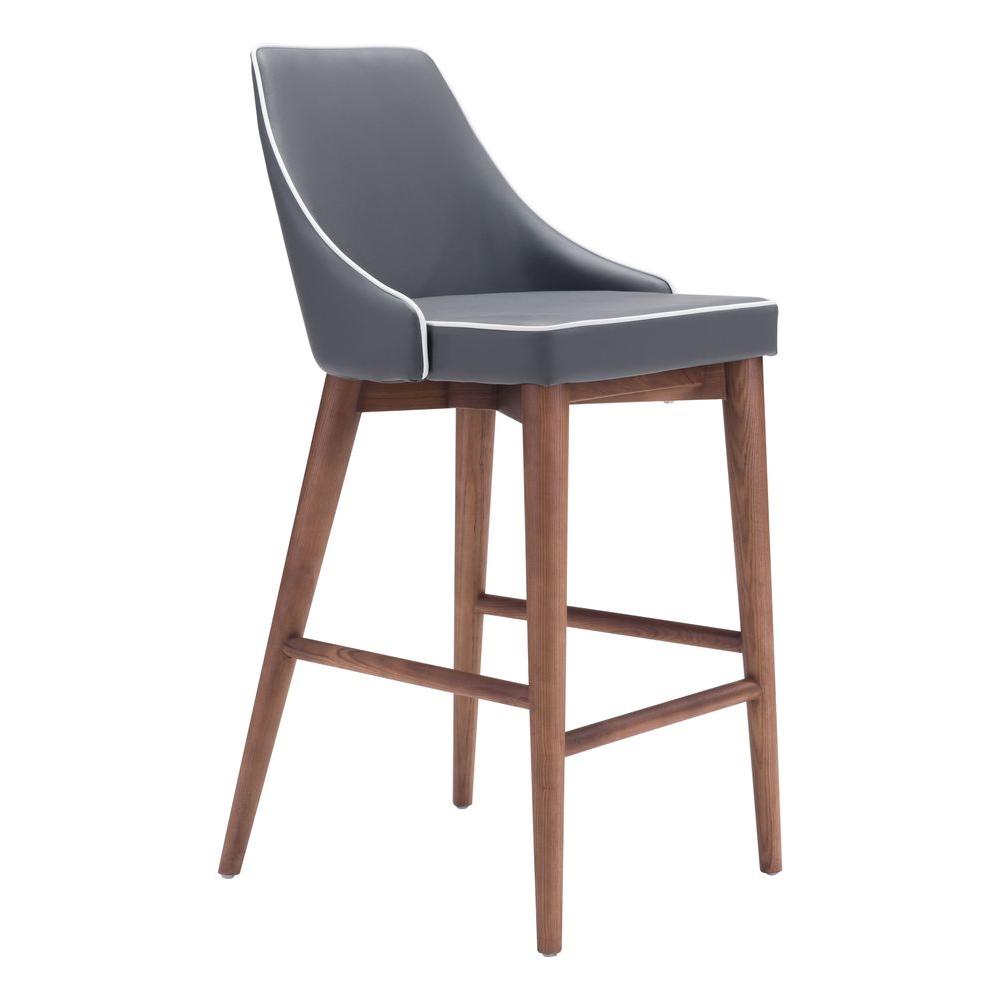 ZUO Moor 26 in. Dark Gray Cushioned Bar Stool 100280 - The ...