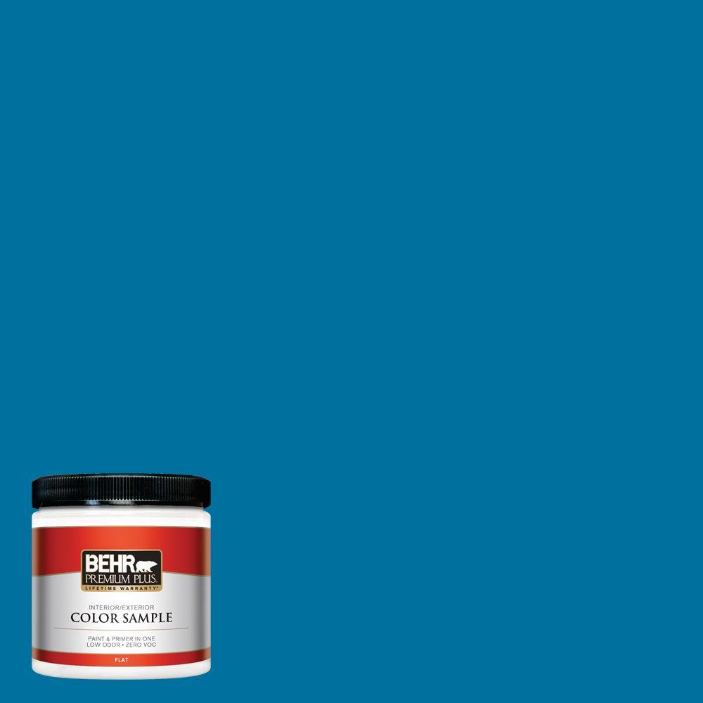 Behr Premium Plus 8 Oz 550b 7 Blue Ocean Flat Interior Exterior 550b 7 Blue Ocean Flat Interior Exterior Paint And Primer In One Sample