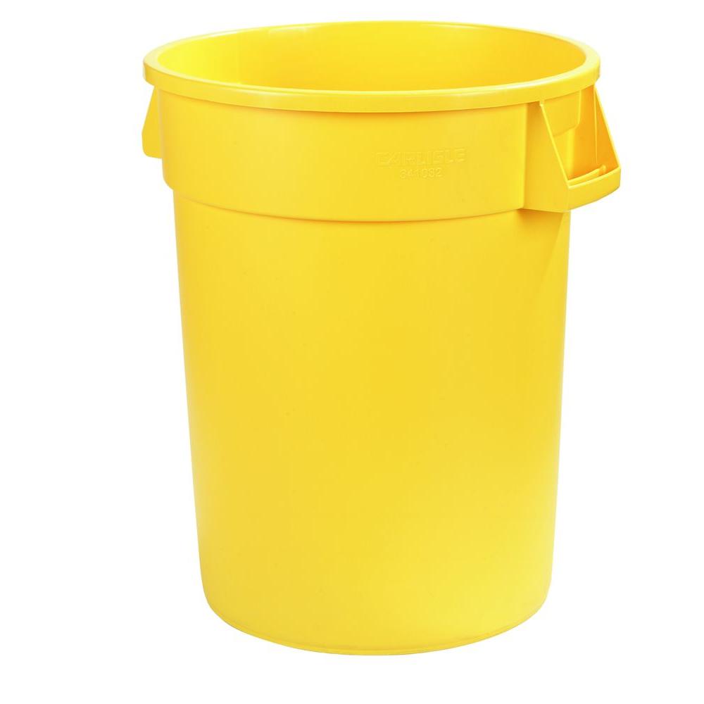 Yellow Plastic Trash Cans The Home Depot Bronco 44 Gal Yellow Round Trash Can