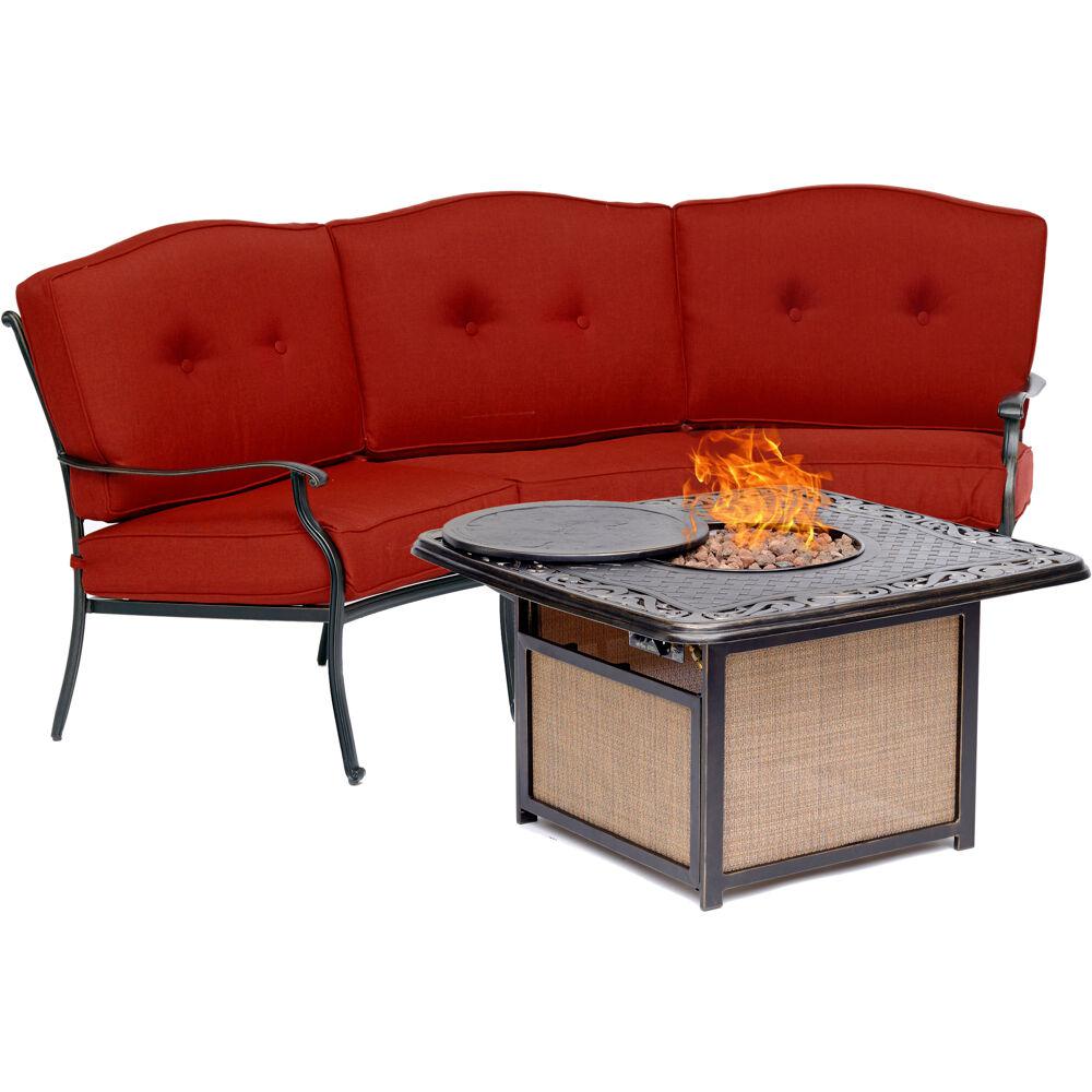 Hanover Traditions 2 Piece Aluminum Patio Fire Pit Seating Set