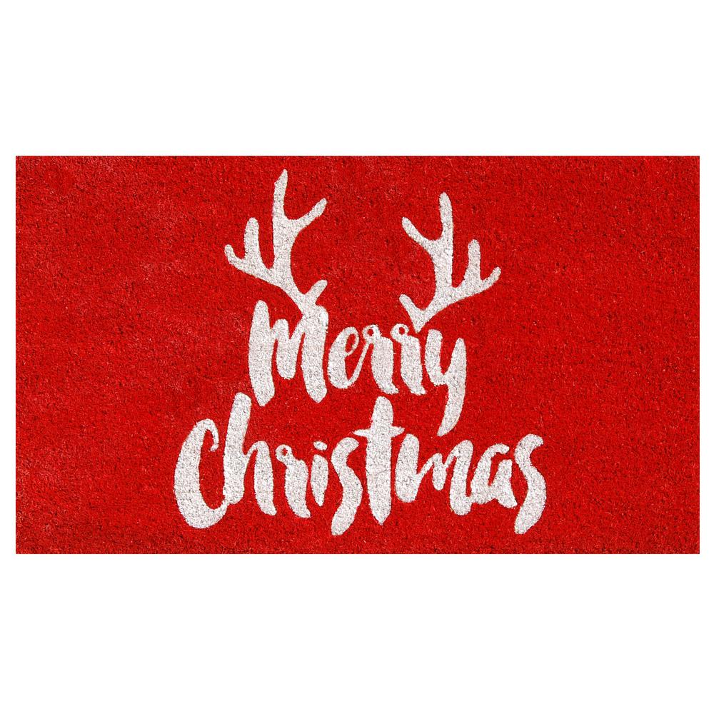 Home More Christmas Antlers 17 In X 29 In Coir Door Mat