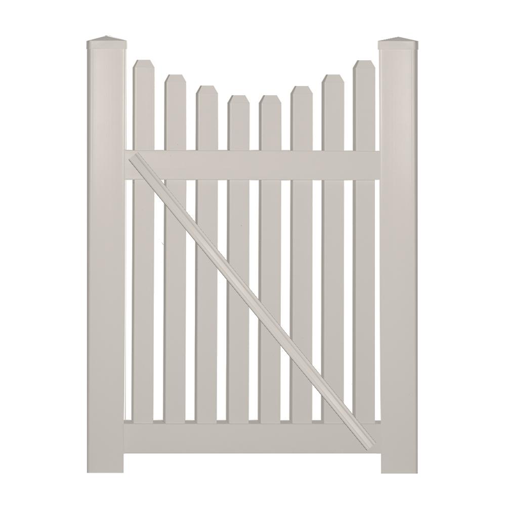 Weatherables Richmond 4 Ft W X 3 Ft H Tan Vinyl Picket Fence Gate Stpi 3nrsc 3x48 The Home Depot