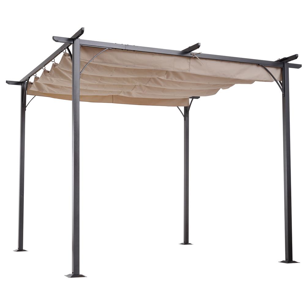 Outsunny 7.5 ft. H Retractable Canopy Cover Steel Frame Classic Pergola ...