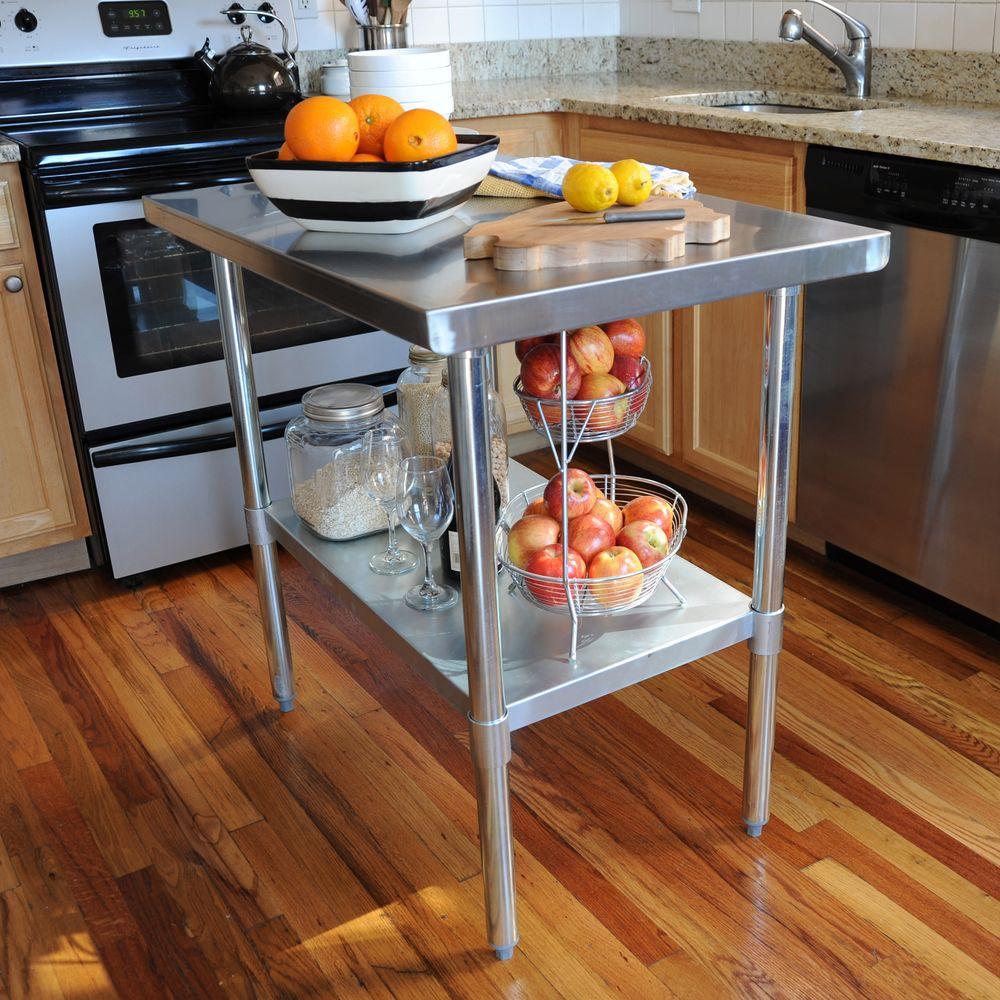 Stainless Steel Kitchen Utility Table, Silver