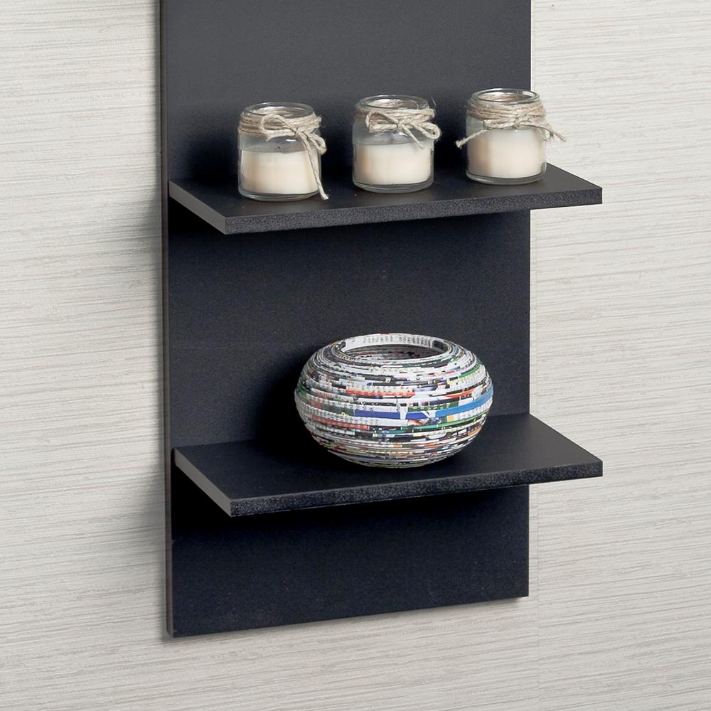 Danya B Contempo 12 In W X 47 25 Black Grain Finish Mdf Wide Black Grain Finish Mdf Wide Column Wall Shelf Ff5120 The Home Depot