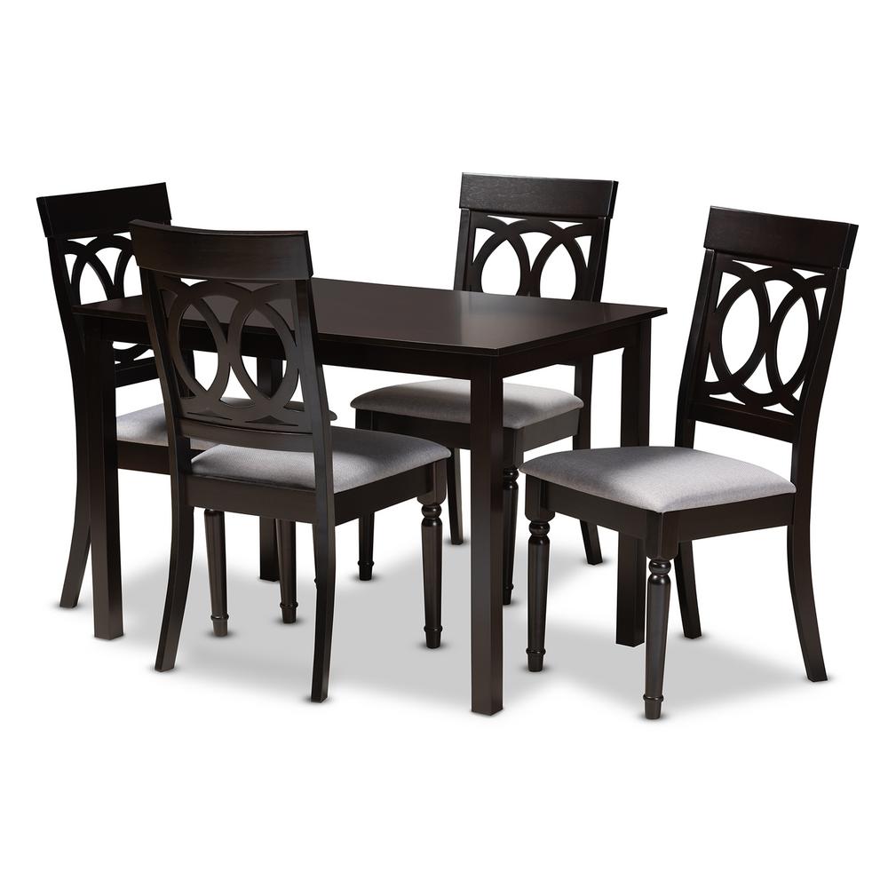 Baxton Studio Lucie 5 Piece Gray And Espresso Dining Set 157