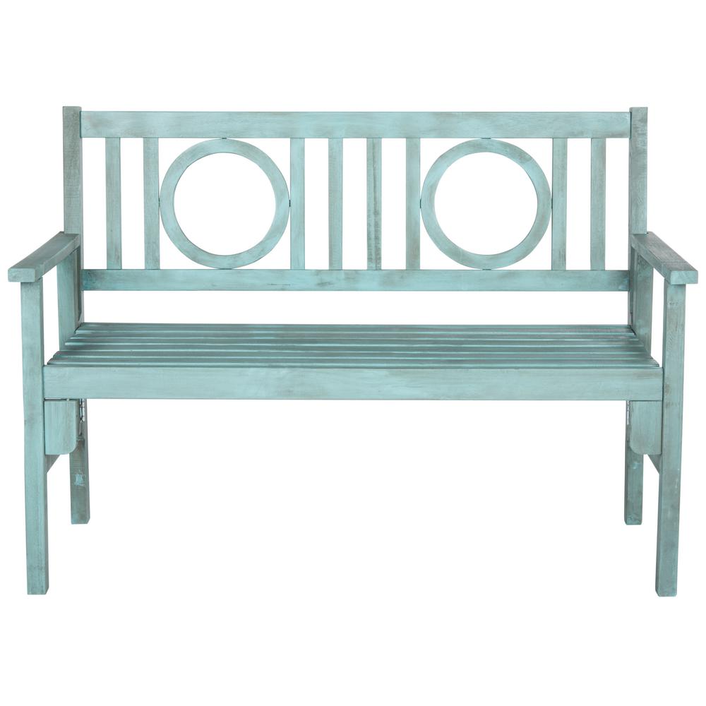 Outdoor Bench For Beach House Safavieh Piedmont 2-Person Beach House Blue Wood Outdoor Bench-PAT6714B
