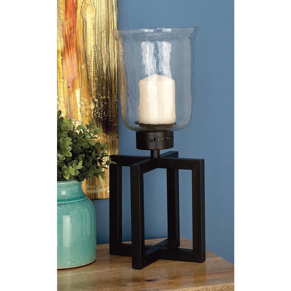 19 In X 7 In Modern Iron And Glass Hurricane Candle Holder 23872 The Home Depot