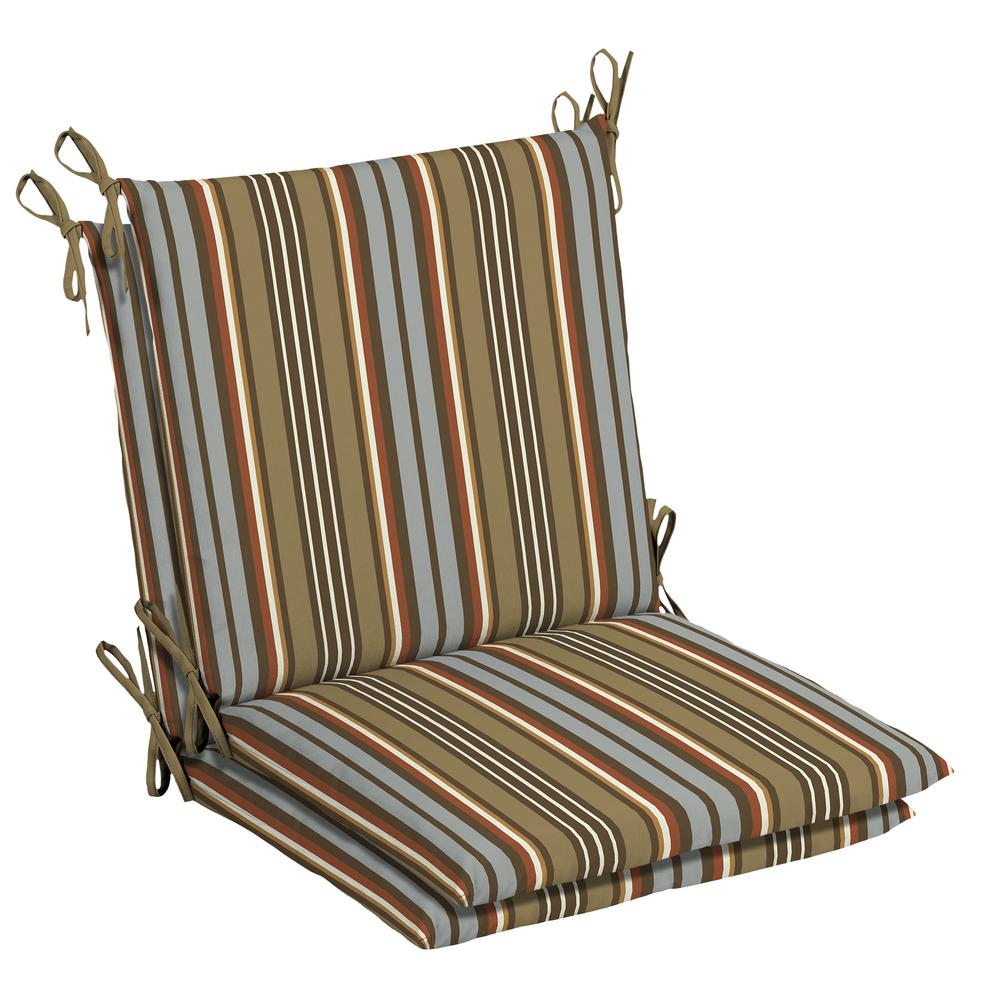 Beige Tan Striped Hampton Bay Outdoor Cushions Patio 20 X 17 Southwest Toffee Stripe Outdoor Dining Chair Cushion 2 Pack