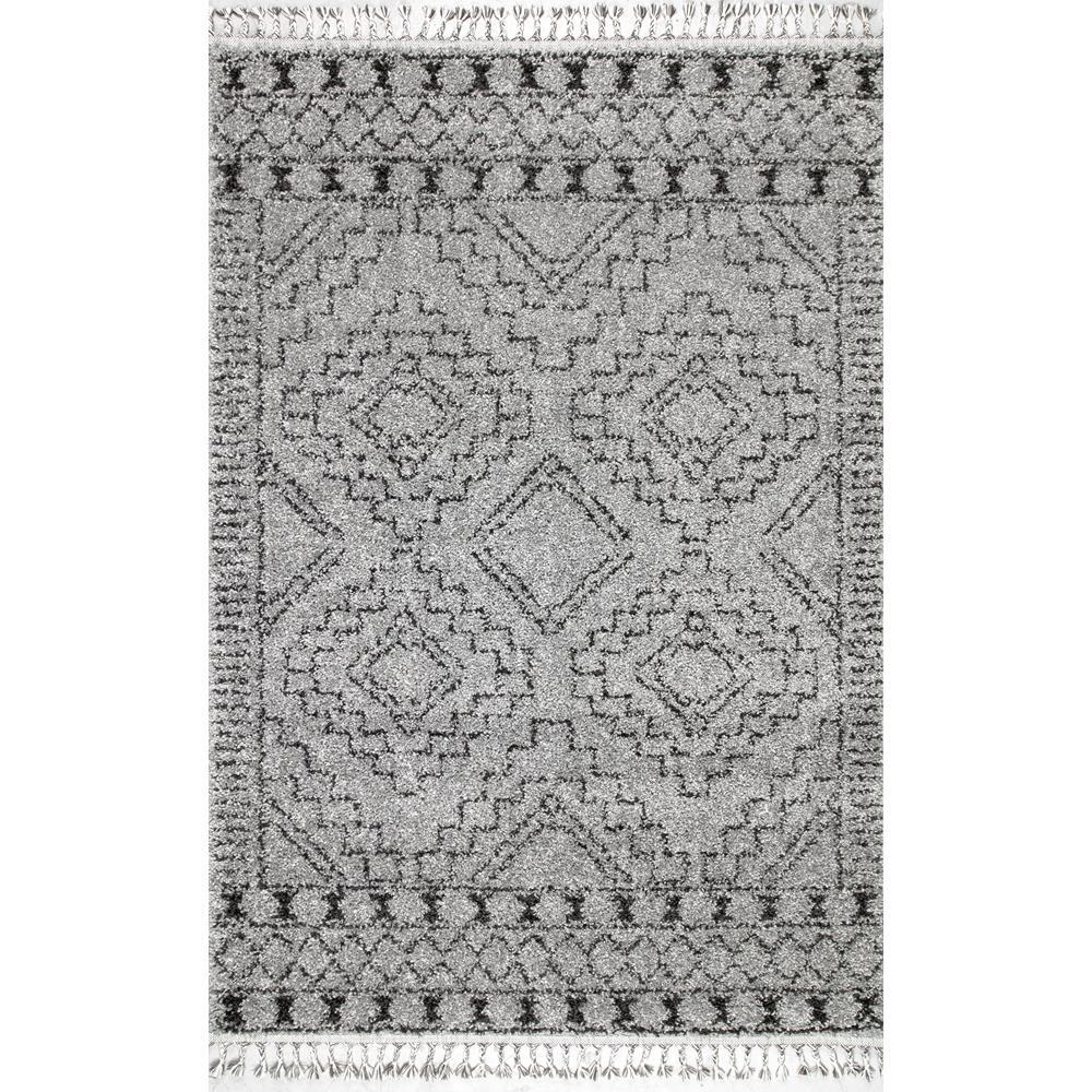 Nuloom Vasiliki Moroccan Tassel Shag Gray 4 Ft X 6 Ft Area Rug Gcdi02b 406 The Home Depot