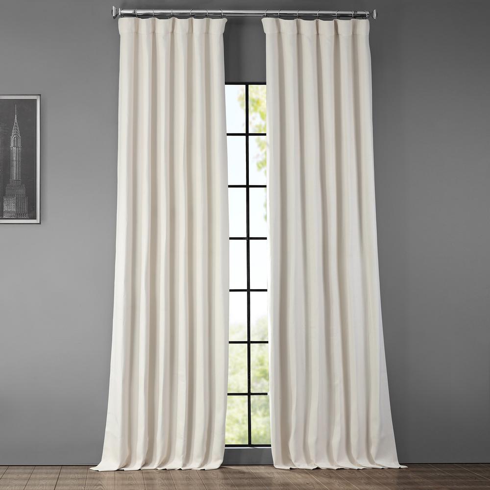 Birch Ivory Faux Linen Blackout Curtain - 50 in. W x 96 in. L