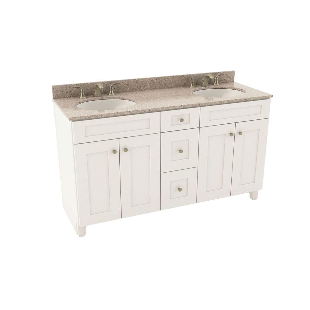 American Woodmark Reading 61 In Vanity Linen With Silestone American Woodmark Reading 61 In Vanity
