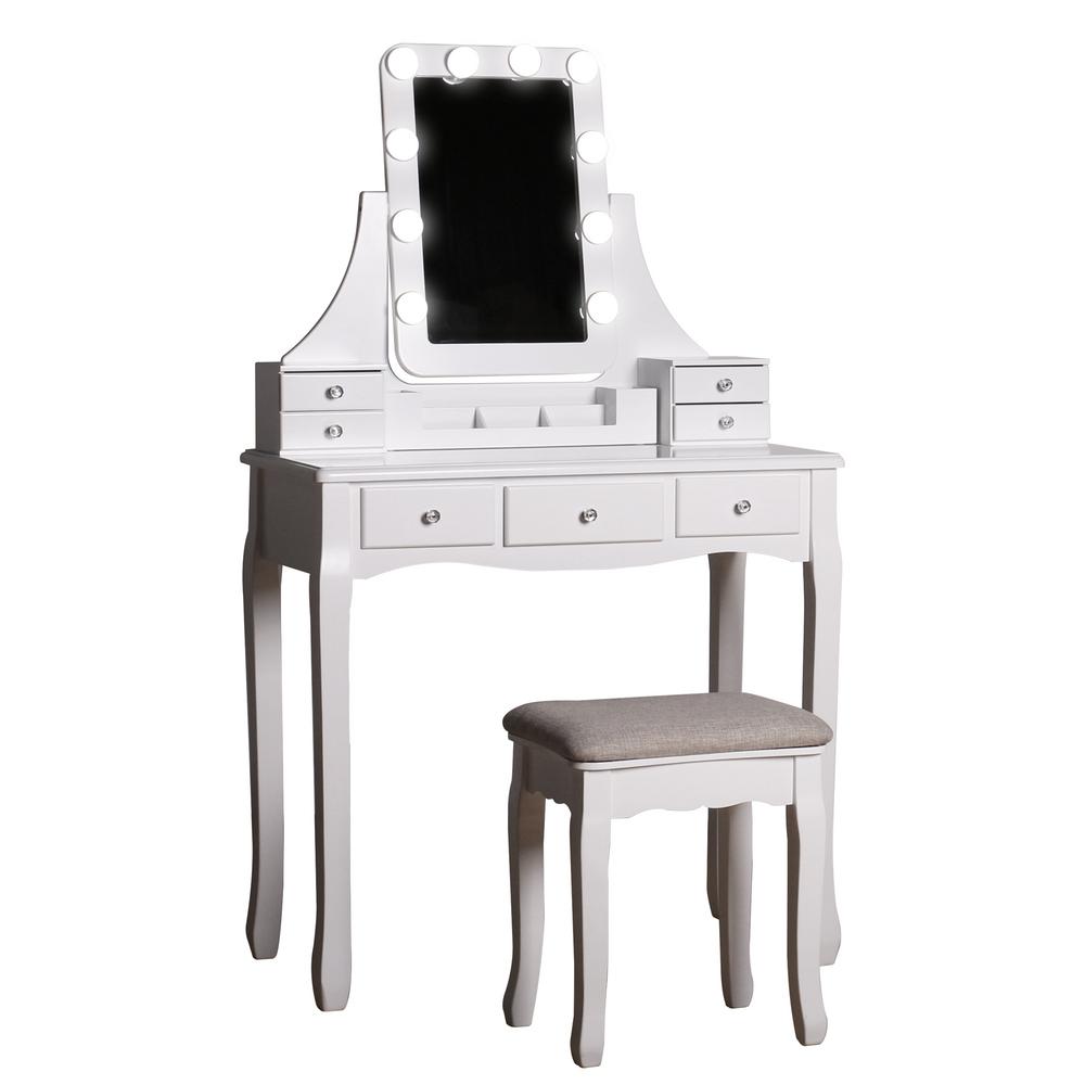 makeup stand with mirror and lights