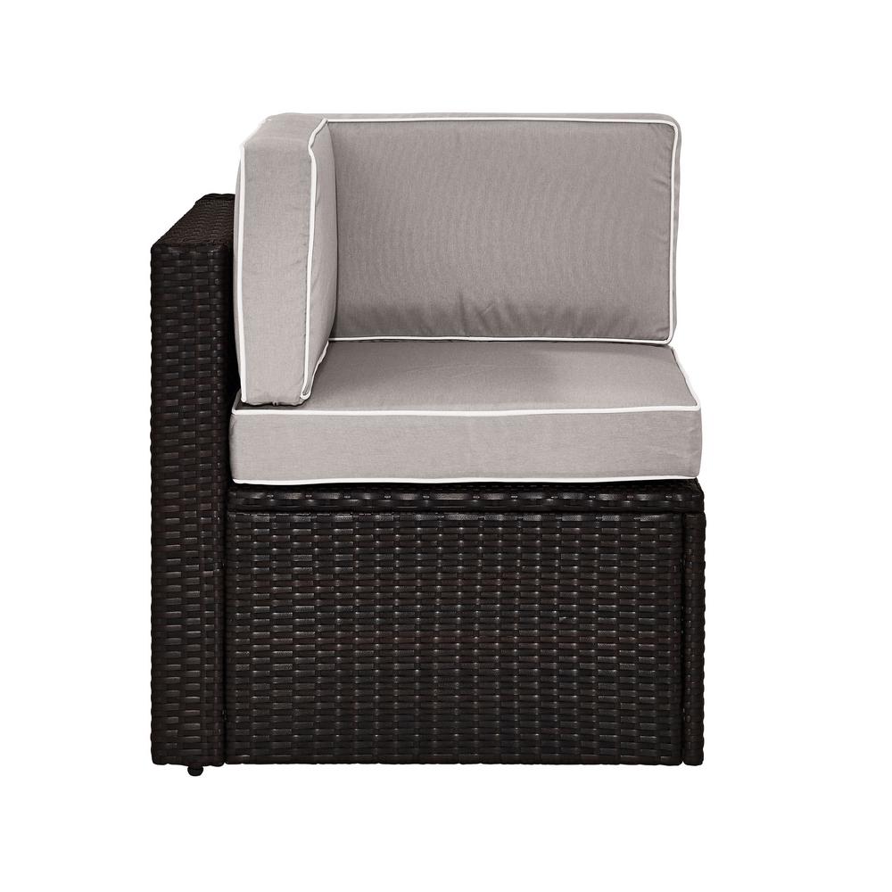 Crosley Furniture Palm Harbor Brown Wicker Corner Outdoor Sectional Chair With Gray Cushions Ko70089br Gy The Home Depot