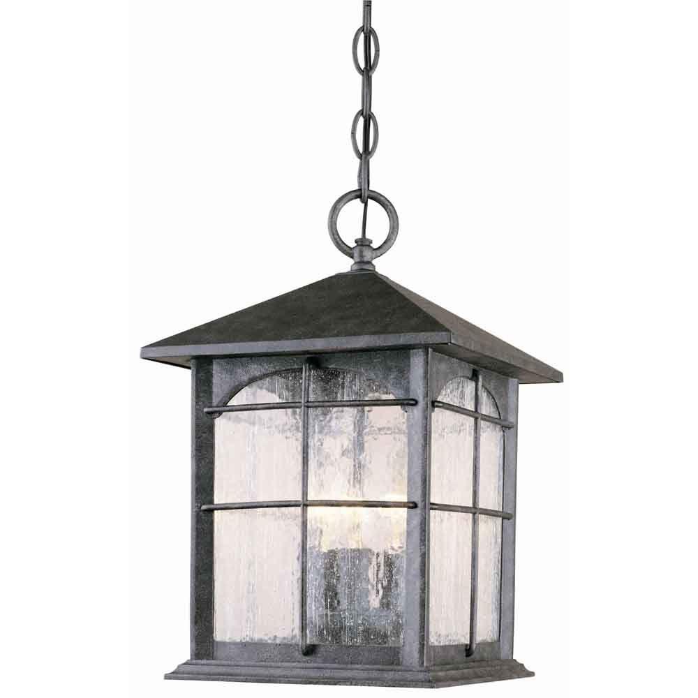 Hampton Bay Hanging Mount Aged Iron 3Light Outdoor LanternY37032151