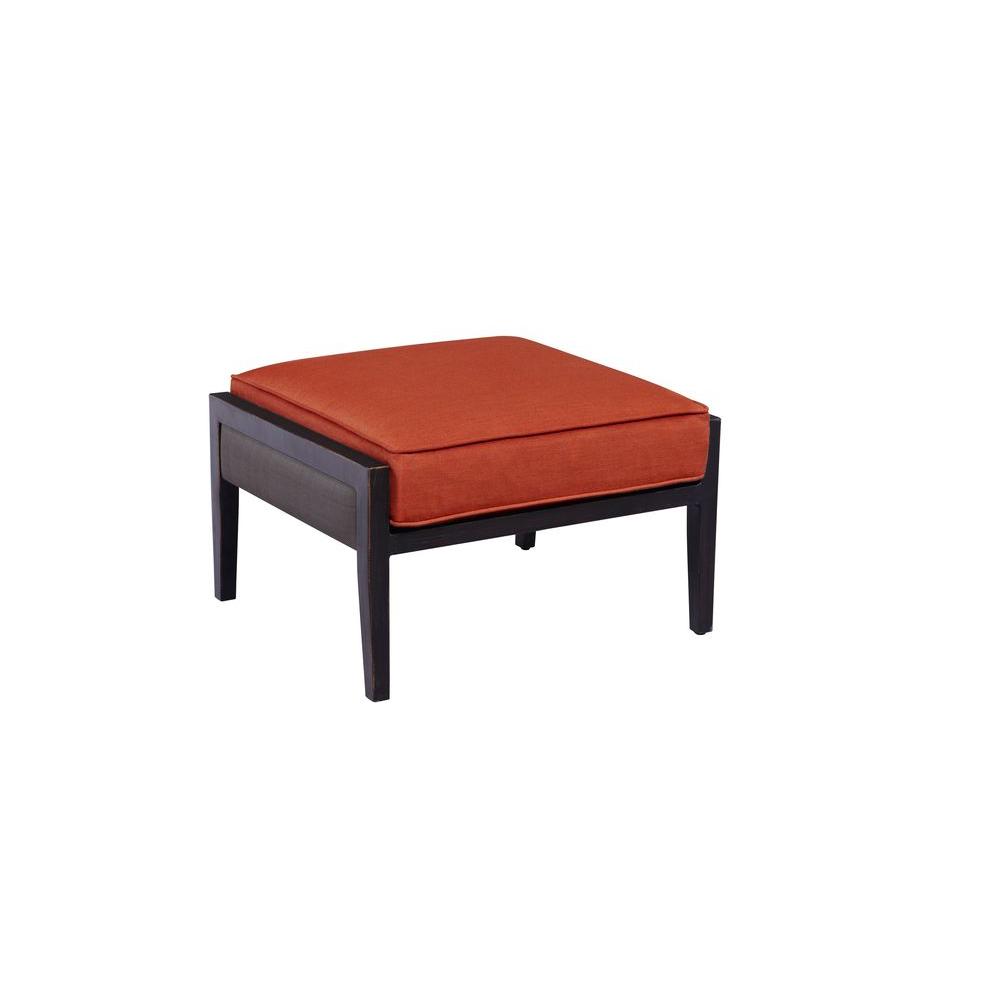 Outdoor Ottomans Lounge Furniture The Home Depot Greystone Patio Ottoman With Cinnabar Cushion Custom