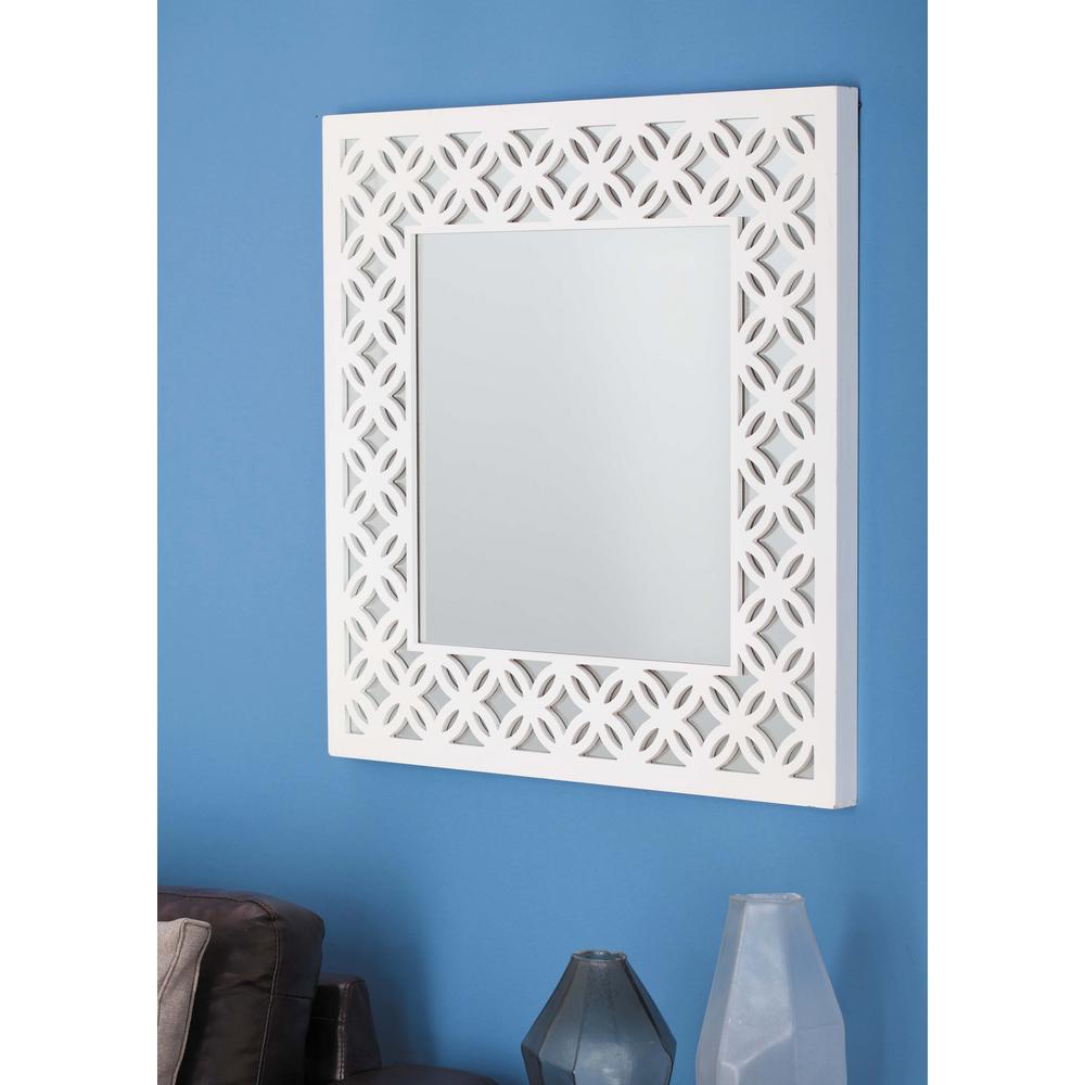 31 In X White Lattice Wooden Wall Mirror