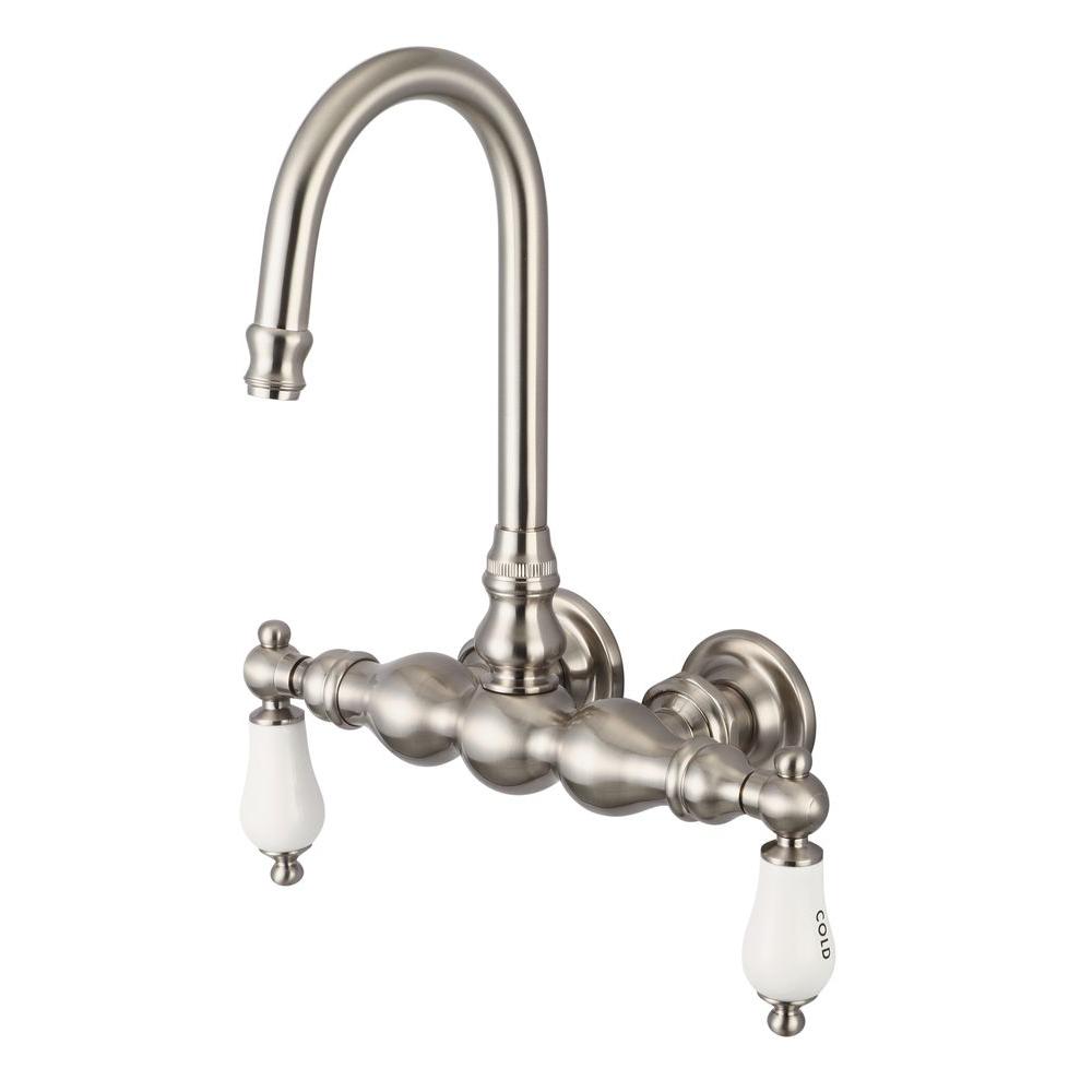 Water Creation F6-0014-02-CL 3.38 in. Gray Vintage Classic Center Wall Mount Tub Faucet - Brushed Nickel