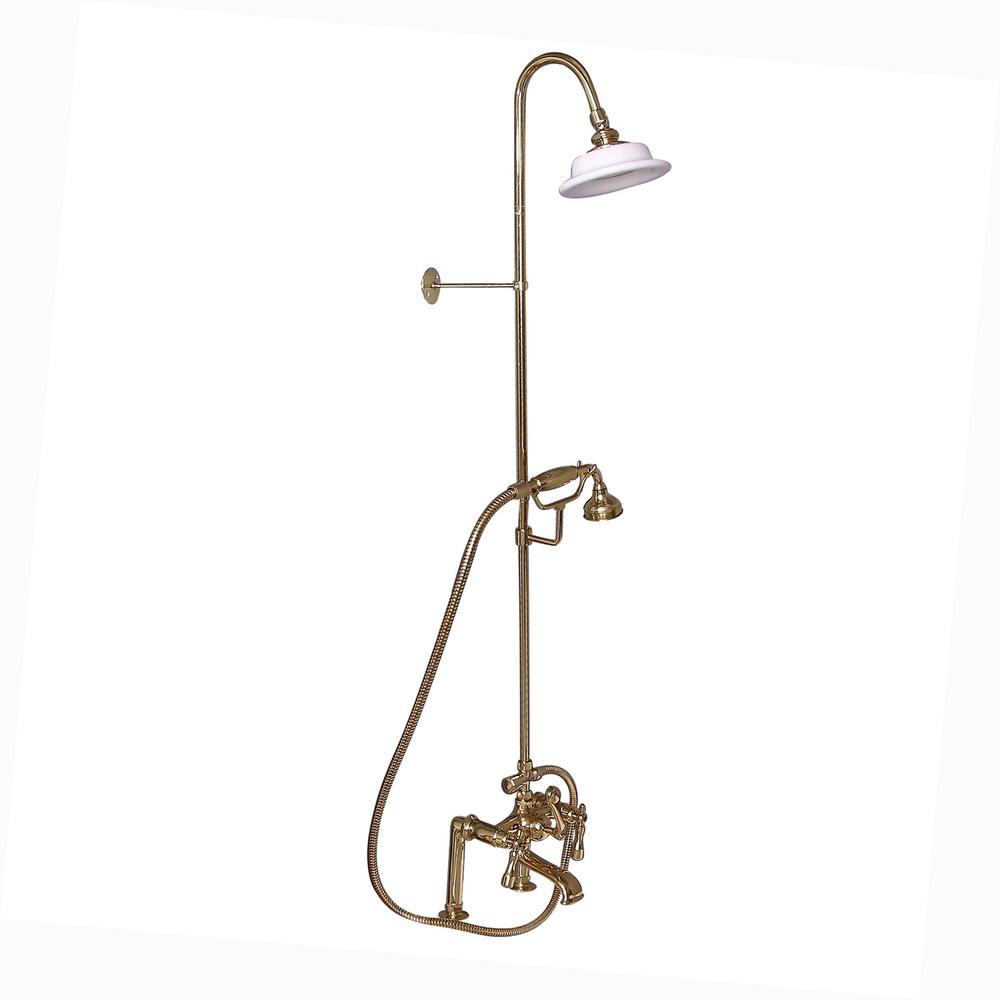 Barclay Products 3 Handle Rim Mounted Claw Foot Tub Faucet With