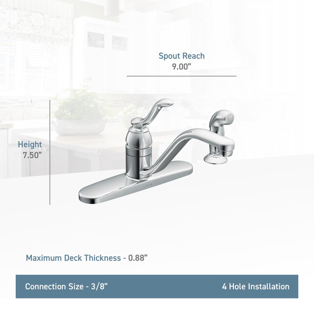 Moen Banbury Single Handle Standard Kitchen Faucet With Side