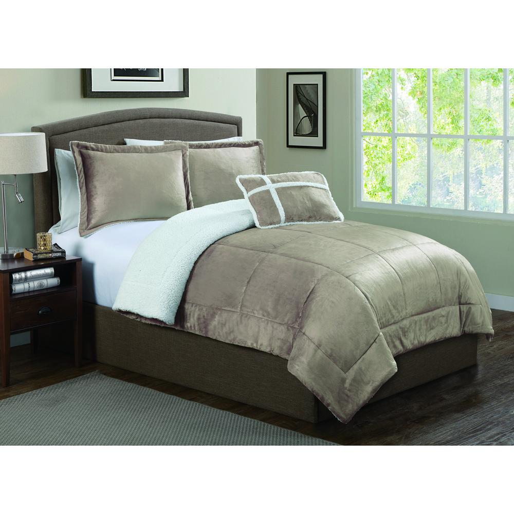 Avalanche Avalanche 3pc Taupe Twin Micro Sherpa Comforter Set