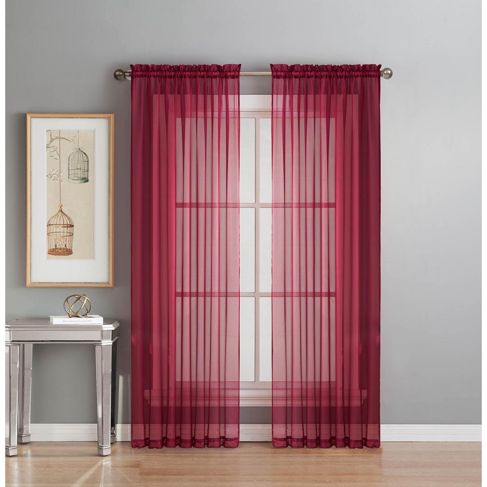 Window Elements Sheer Diamond Sheer Voile Burgundy Grommet Extra