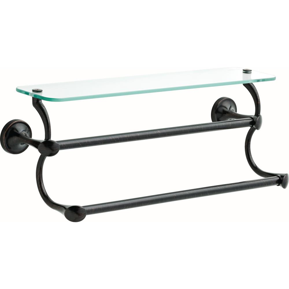 Delta 18 in. Glass Shelf with Double Towel Bar in Bronze