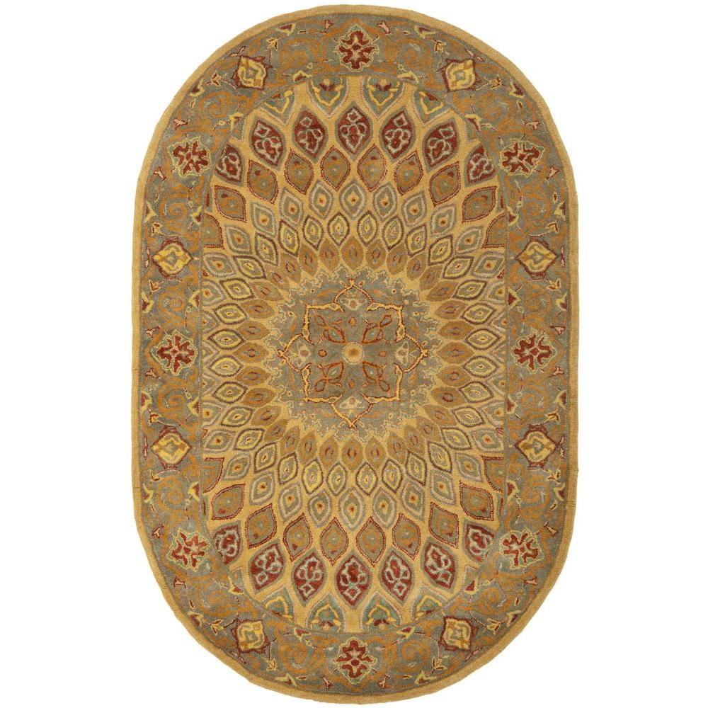 Safavieh Heritage Light Brown/Grey 5 ft. x 7 ft. Oval Area RugHG914A5OV The Home Depot