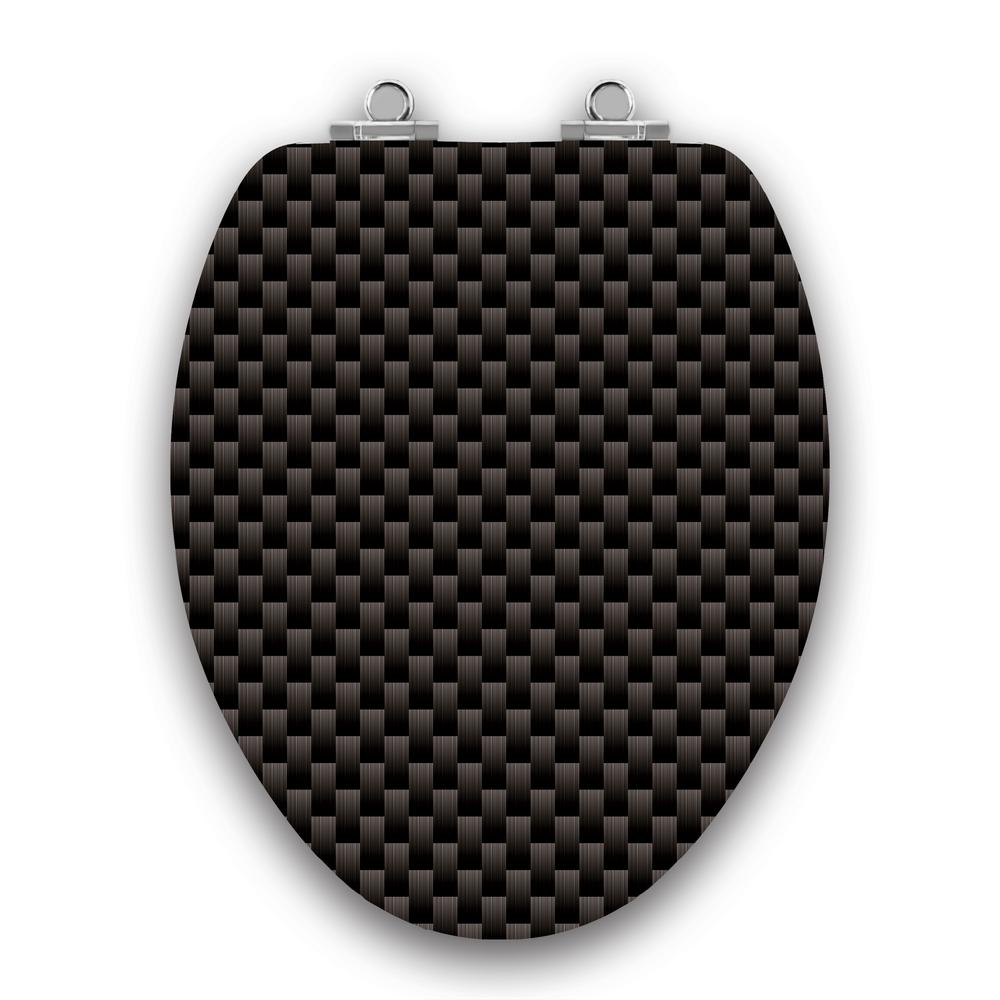 TOPSEAT Art of Acryl Carbon Slow Close Elongated Closed Front Toilet