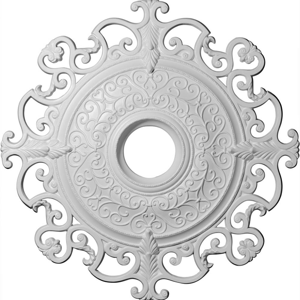 Two Piece Factory Primed White Fits Canopies up to 3 5//8 Ekena Millwork CM26LF2 26 3//4 OD ID x 1 1//8 P Leaf Ceiling Medallion