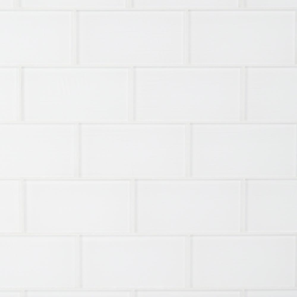 Ivy Hill Tile Contempo 3 in. x 6 in. Bright White Frosted Glass Tile ...