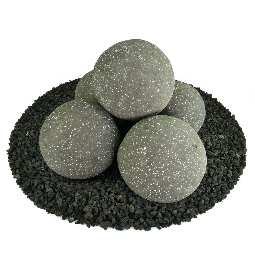 6 In Set Of 5 Ceramic Fire Balls In Charcoal Gray Speckled 01