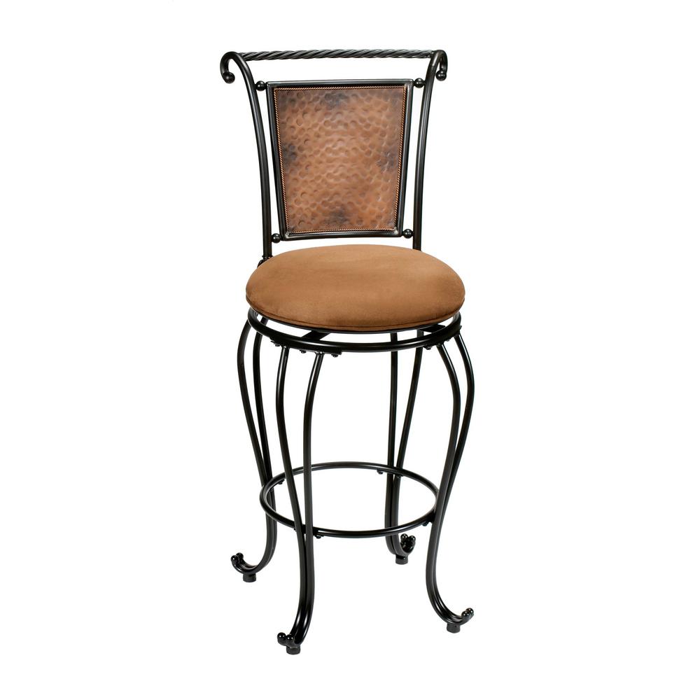 Hillsdale Furniture Milan 30 In Black Copper Swivel Cushioned Bar Stool 4527 831 The Home Depot