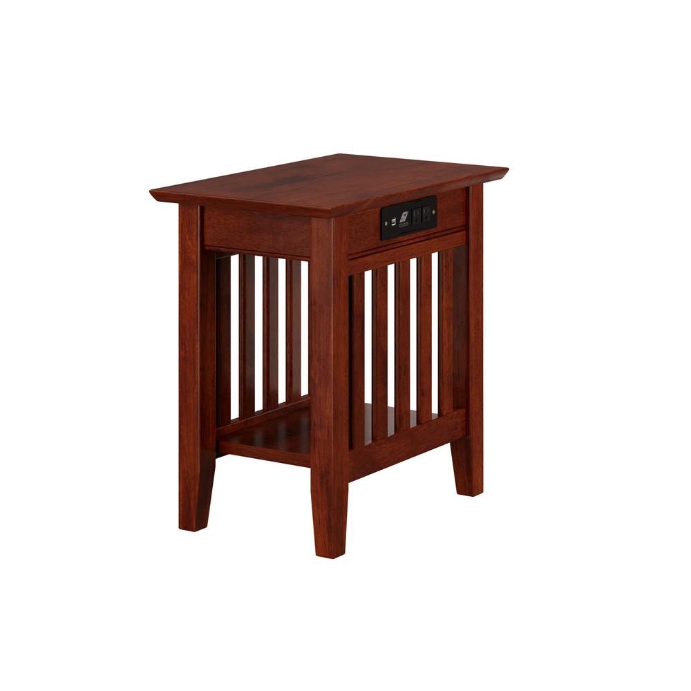 Walnut Wood Industrial Metal Accent End Table 986278 FR8606 Bronze Hardware