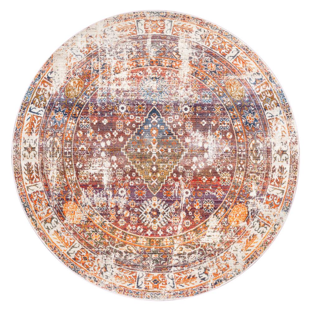 nuLOOM Farley Medallion Fringe Rust 5' Round RugKHMC07BR505 The Home Depot