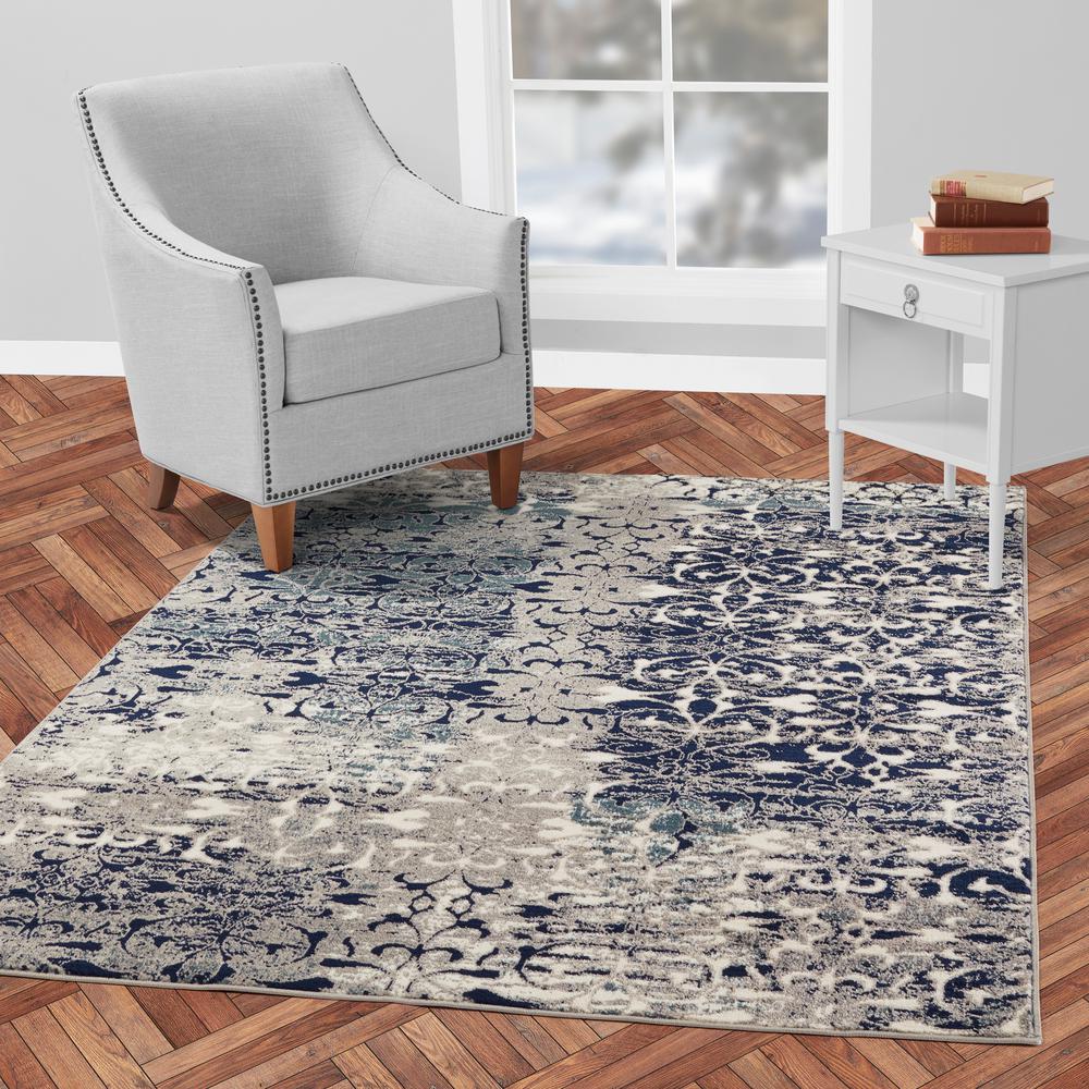 Diagona Designs Jasmin Collection Fl Design Navy And Gray 8 Ft Jasmin Collection Fl Design Navy And Gray 8 Ft X 10 Area Rug
