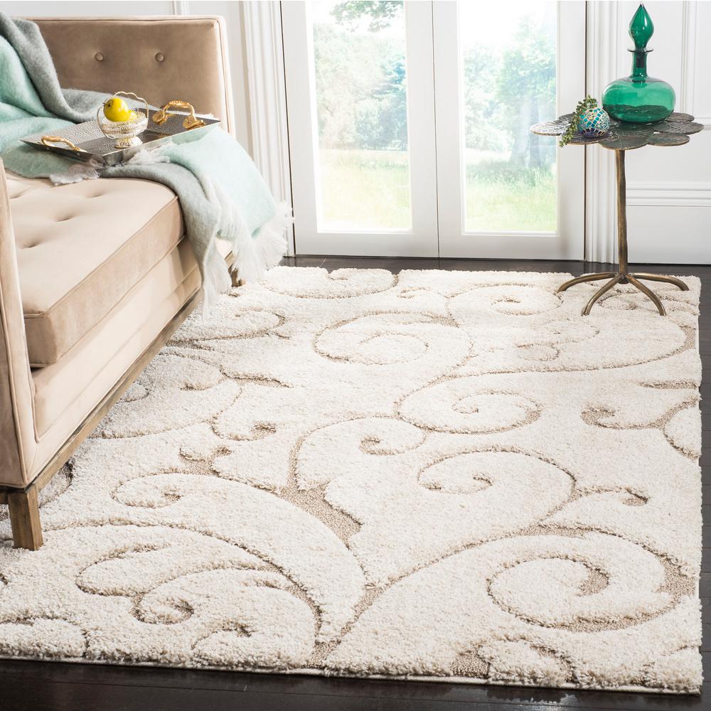 Safavieh Florida Shag Cream Beige 6 Ft X 9 Ft Area Rug Sg455 1113 6 The Home Depot
