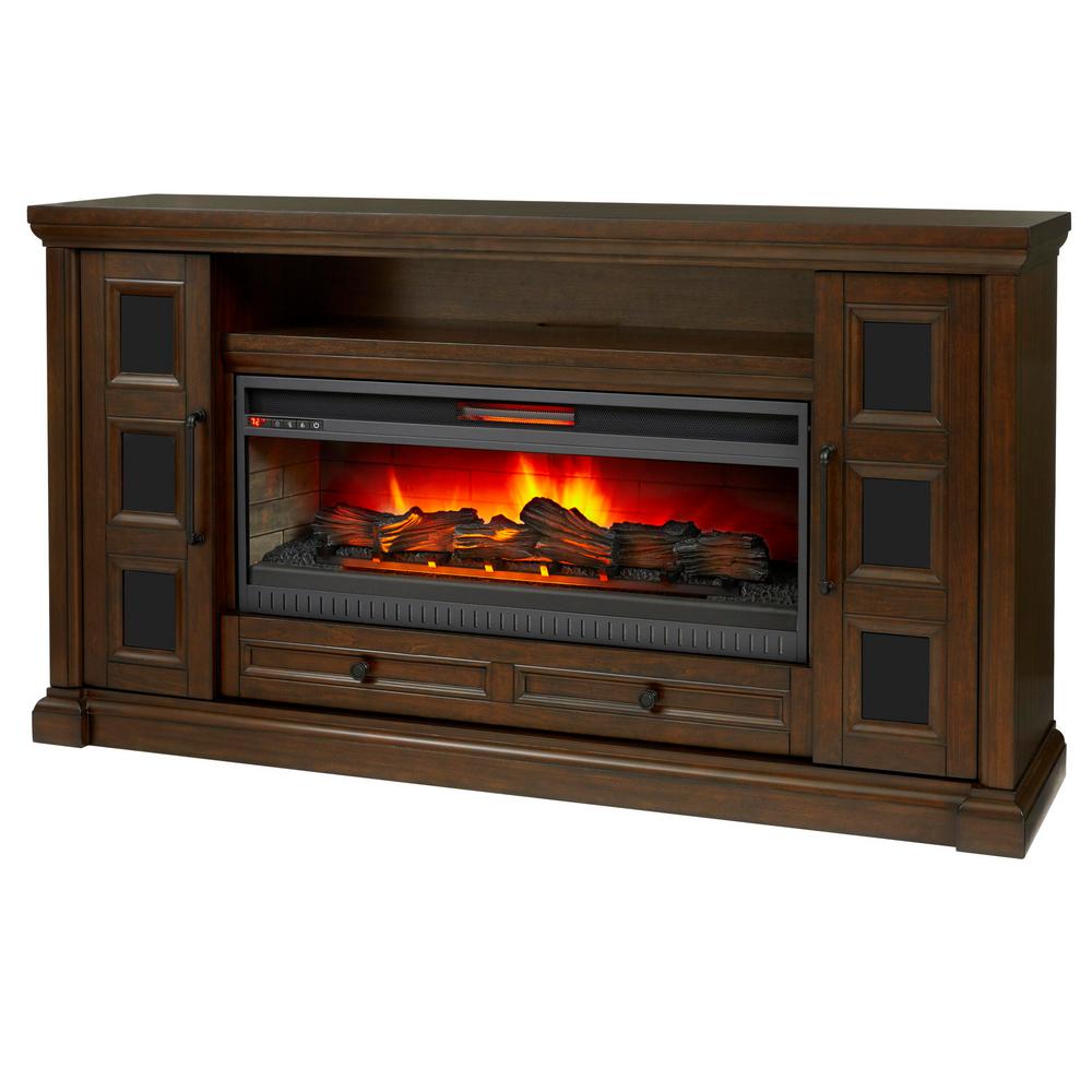 Home Decorators Collection Cecily 72 In Media Console Infrared Electric Fireplace In Rich Brown Cherry Hdfp72 44ae The Home Depot